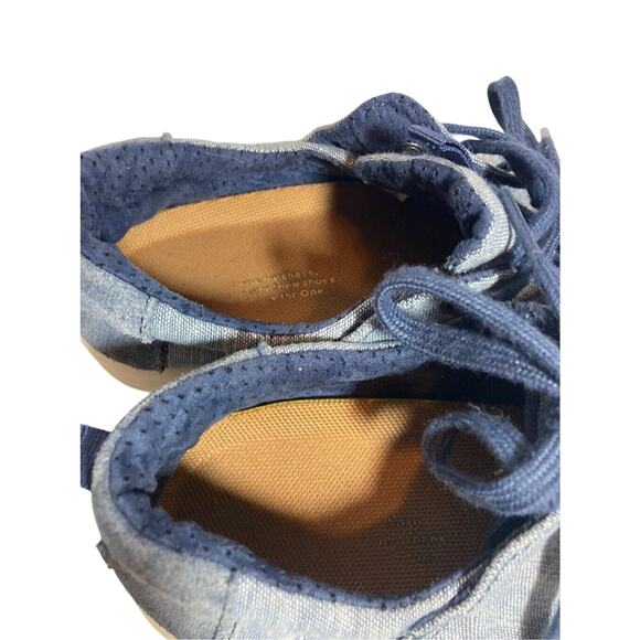 TOMS Blue Faux Denim Front Lace Sneakers Sz. 7 - Picture 3 of 6